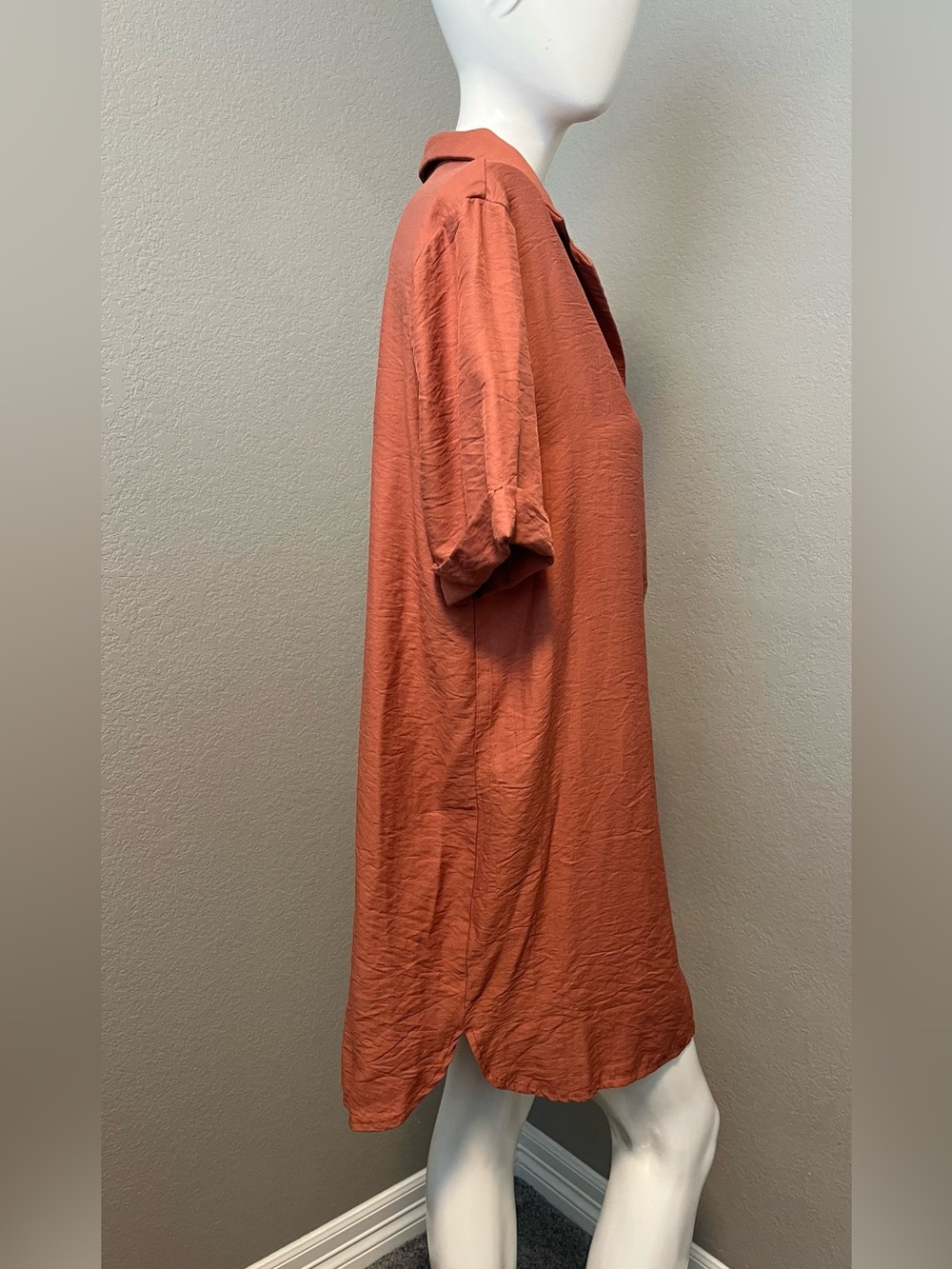 Crescent Women’s Terracotta Short Sleeves Pullover Tunic Mini Dress Size M - Picture 4 of 12